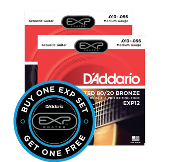 D'Addario EXP12 - EXP Coated 80/20 Bronze 13-56 Struny do gitary akustycznej